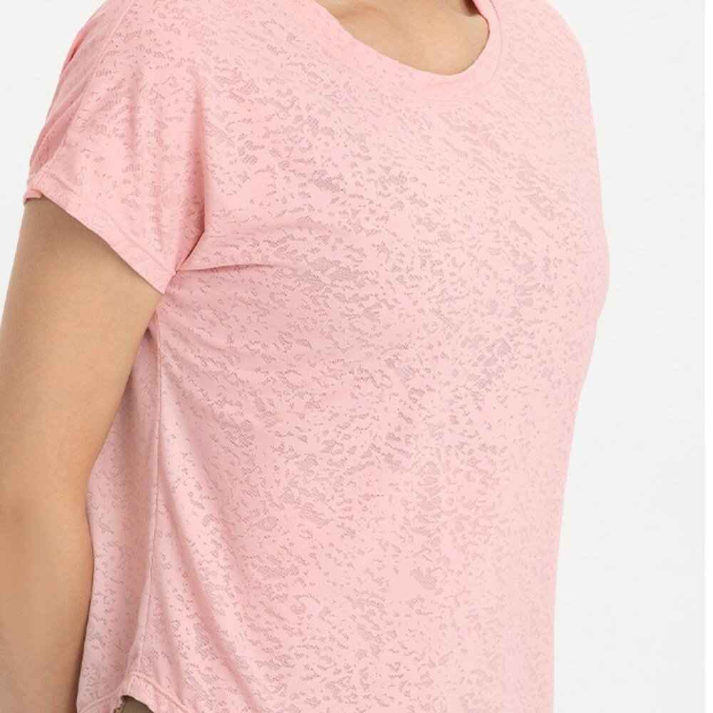 New yoga clothes women breathable jacquard slit lacing yoga blouse sports blouse